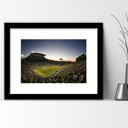 Autzen Oregon football Stadium, Stadium Canvas, Sport Art, Gift for him, White Border Framed Art Print Wall Decor