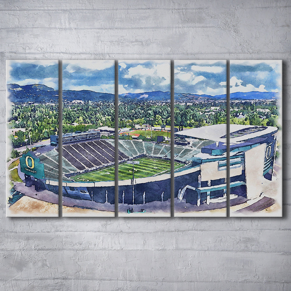 Autzen Stadium, Oregon Football Painting Stadium Watercolor, Football, Sport Art, Extra Large Canvas Print Wall Art