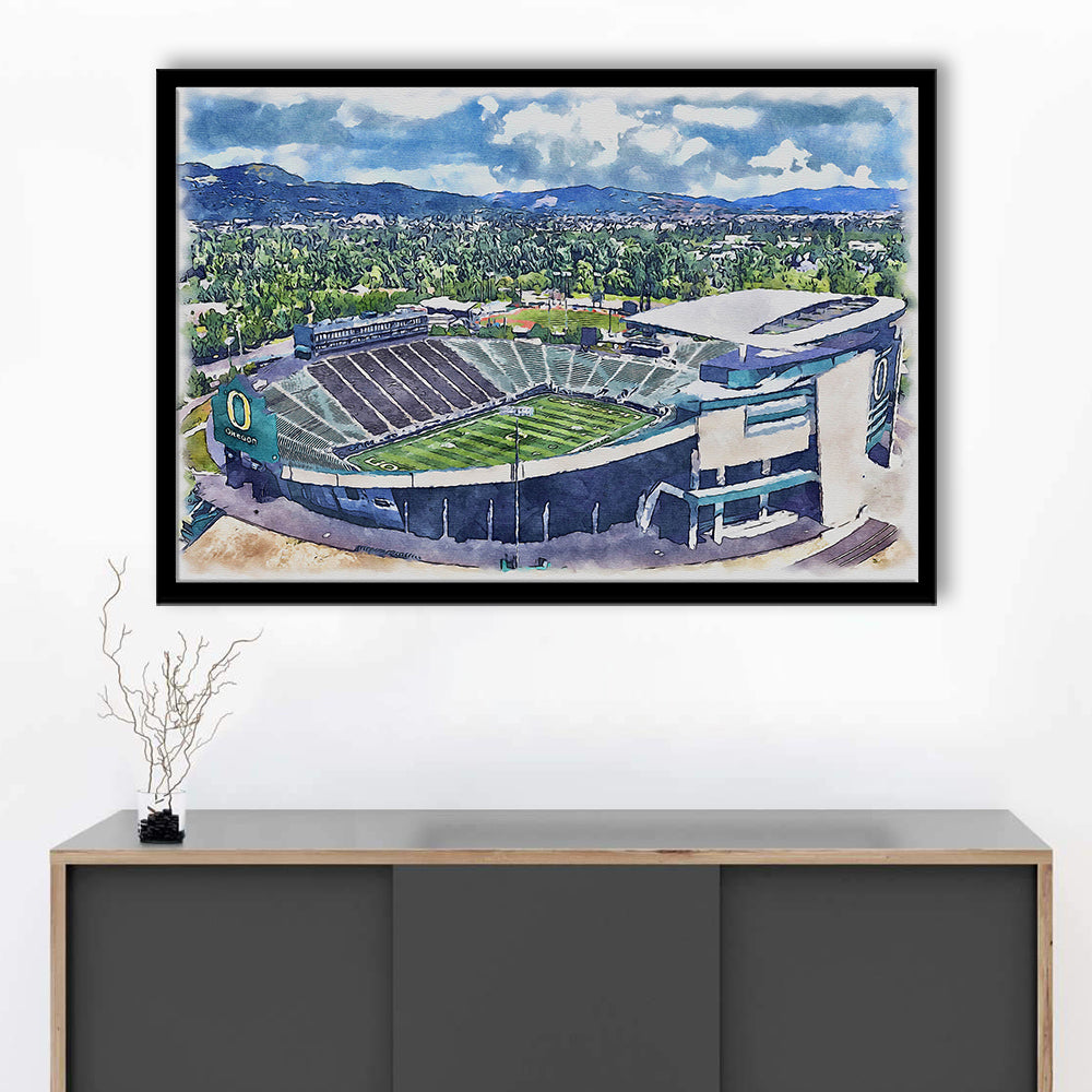 Autzen Stadium, Oregon Football Painting Stadium Watercolor, Football, Sport Gift Art, Framed Art Print Wall Decor
