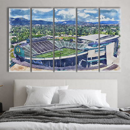 Autzen Stadium, Oregon Football Painting Stadium Watercolor, Football, Sport Art, Extra Large Canvas Print Wall Art