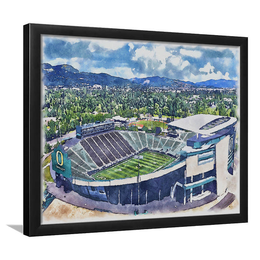 Autzen Stadium, Oregon Football Painting Stadium Watercolor, Football, Sport Gift Art, Framed Art Print Wall Decor