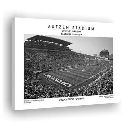 Autzen Stadium Black And White, Oregon Ducks Football Stadium Wall Art Print, Canvas Print Wall Art, Man Cave Gift
