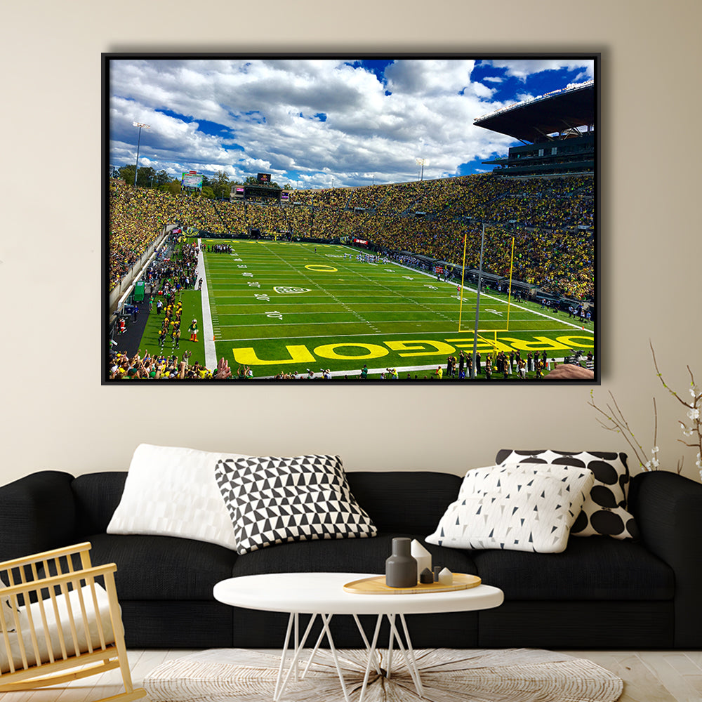Autzen Stadium Field, Stadium Canvas, Sport Art, Framed Canvas Print Wall Art, Floating Frame