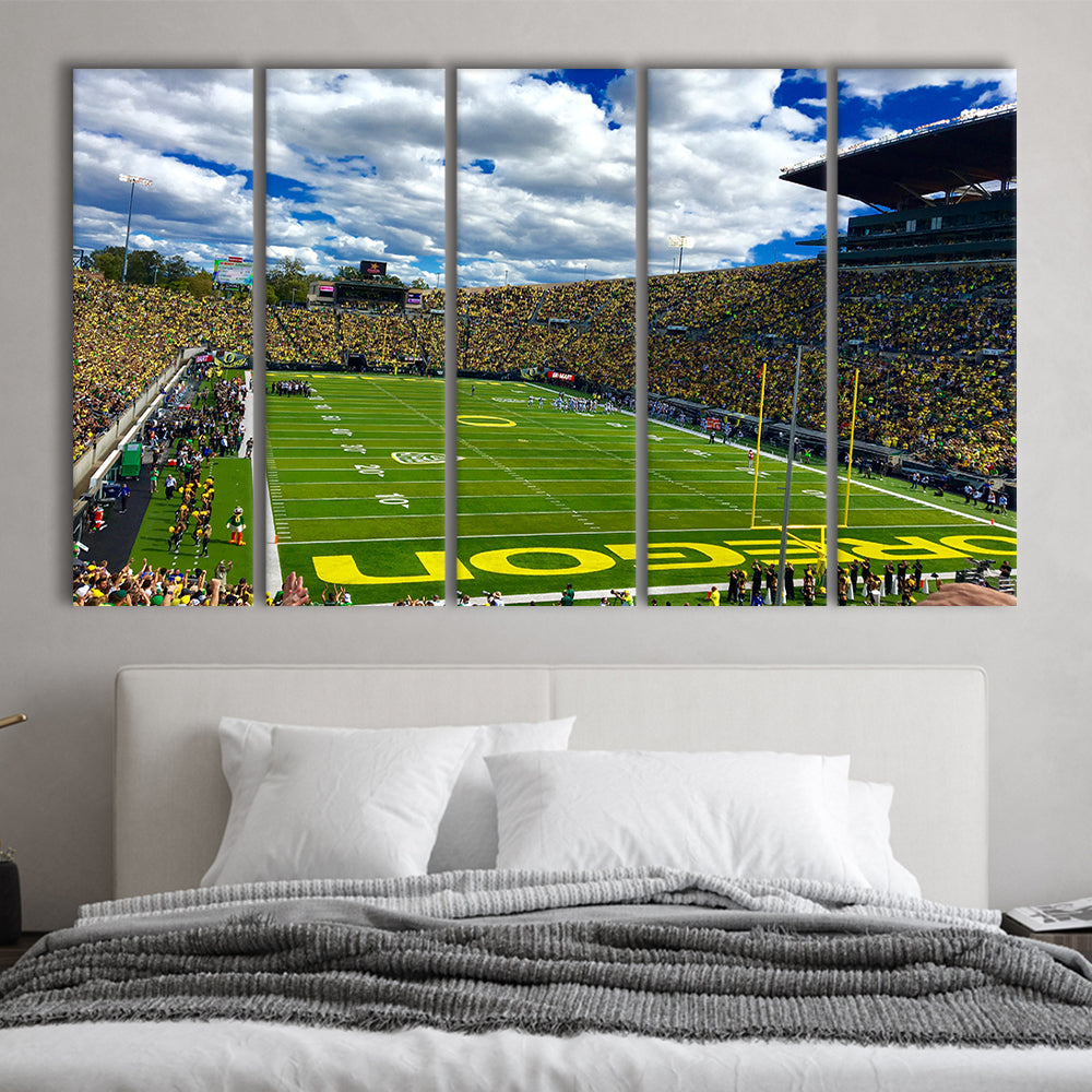 Autzen Stadium Field, Stadium Canvas, Sport Art, 5 Panel B, Extra Large Canvas, Canvas Print Wall Art