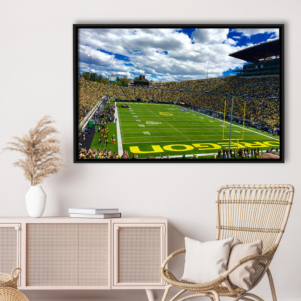 Autzen Stadium Field, Stadium Canvas, Sport Art, Framed Canvas Print Wall Art, Floating Frame