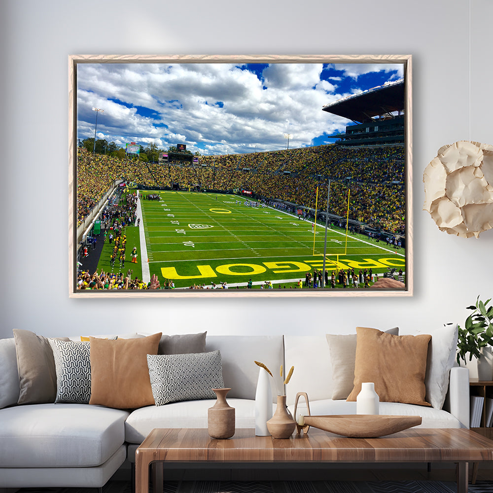 Autzen Stadium Field, Stadium Canvas, Sport Art, Framed Canvas Print Wall Art, Floating Frame