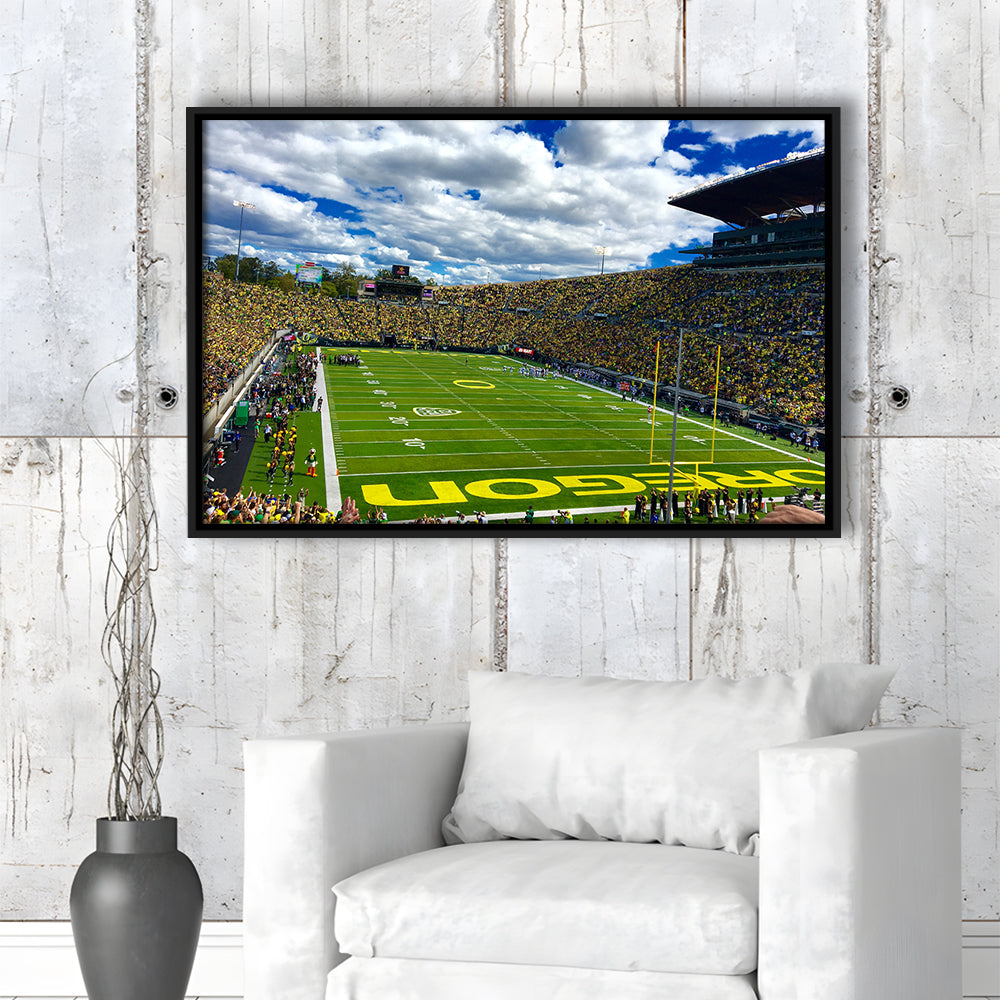 Autzen Stadium Field, Stadium Canvas, Sport Art, Framed Canvas Print Wall Art, Floating Frame