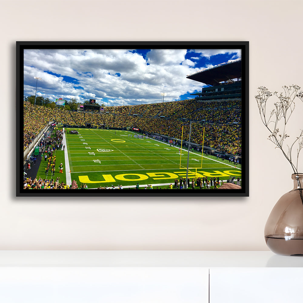 Autzen Stadium Field, Stadium Canvas, Sport Art, Framed Canvas Print Wall Art, Floating Frame