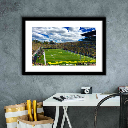 Autzen Stadium Field, Stadium Canvas, Sport Art, Gift for him, White Border Framed Art Print Wall Decor