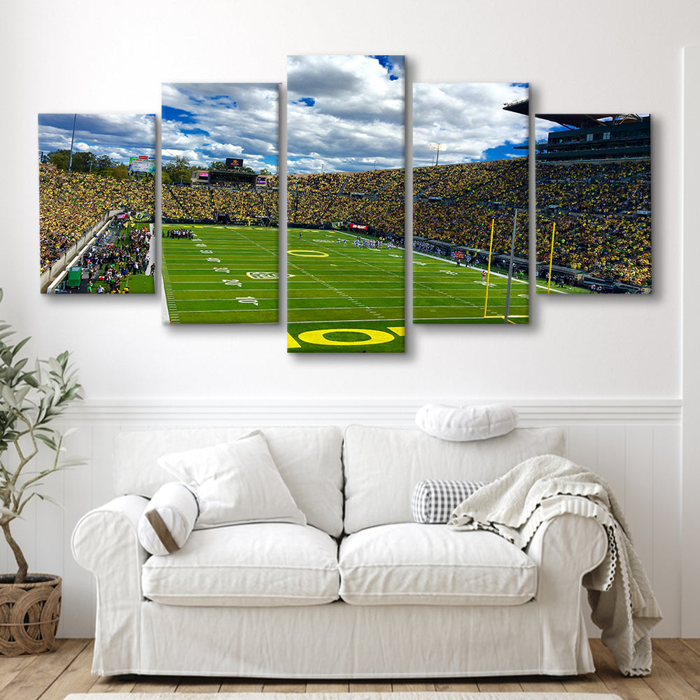 Autzen Stadium Field, Stadium Canvas, Sport Art, Gift for him, 5 Panel, Large Canvas, Canvas Print Wall Art