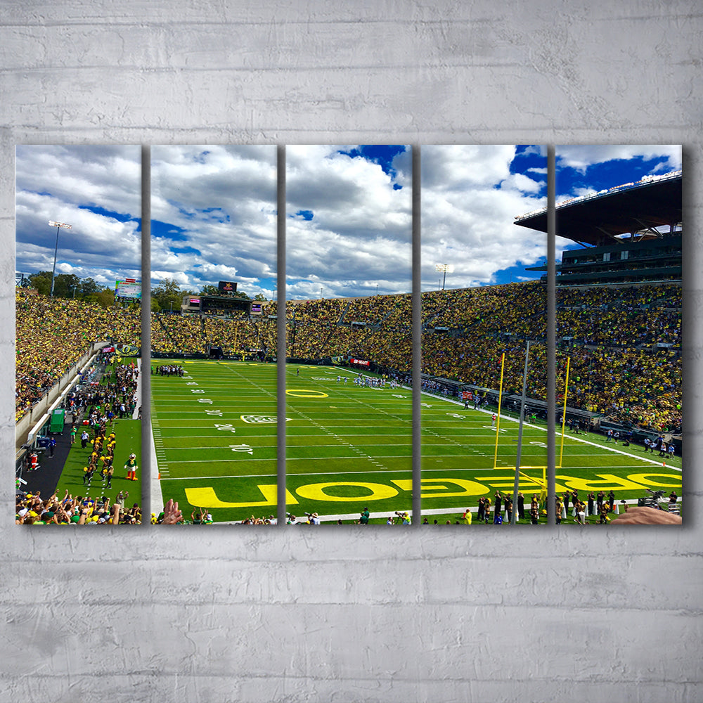 Autzen Stadium Field, Stadium Canvas, Sport Art, 5 Panel B, Extra Large Canvas, Canvas Print Wall Art