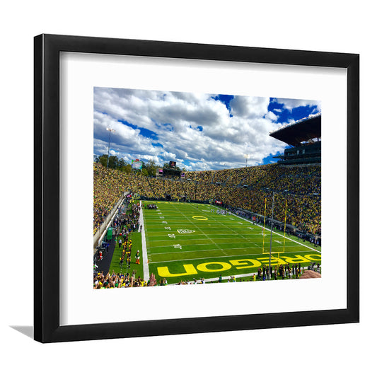 Autzen Stadium Field, Stadium Canvas, Sport Art, Gift for him, White Border Framed Art Print Wall Decor