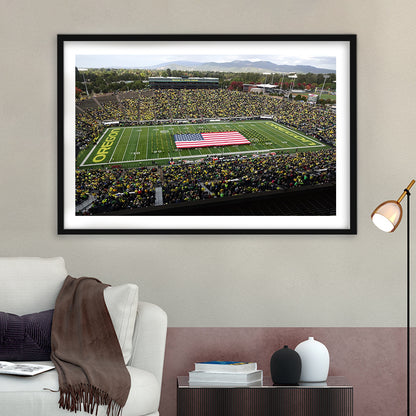 Autzen Stadium Interior, Stadium Canvas, Sport Art, Gift for him, White Border Framed Art Print Wall Decor