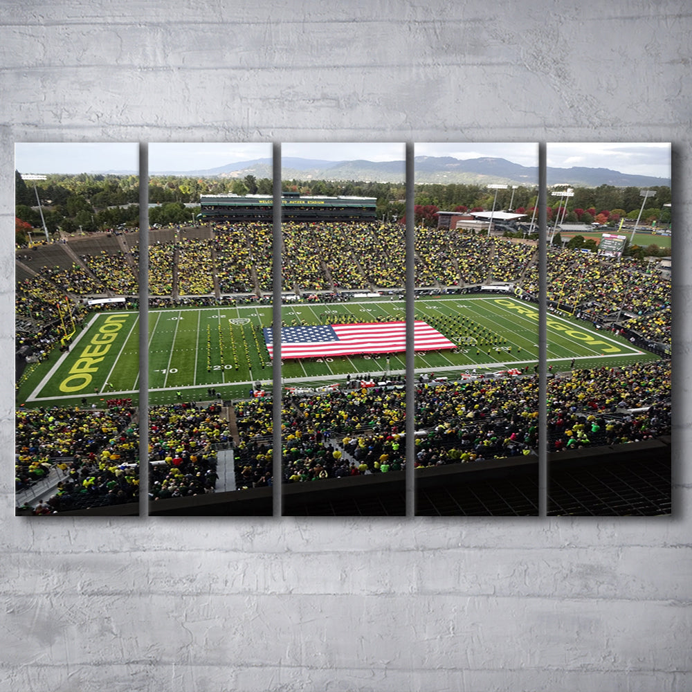 Autzen Stadium Interior, Stadium Canvas, Sport Art, 5 Panel B, Extra Large Canvas, Canvas Print Wall Art