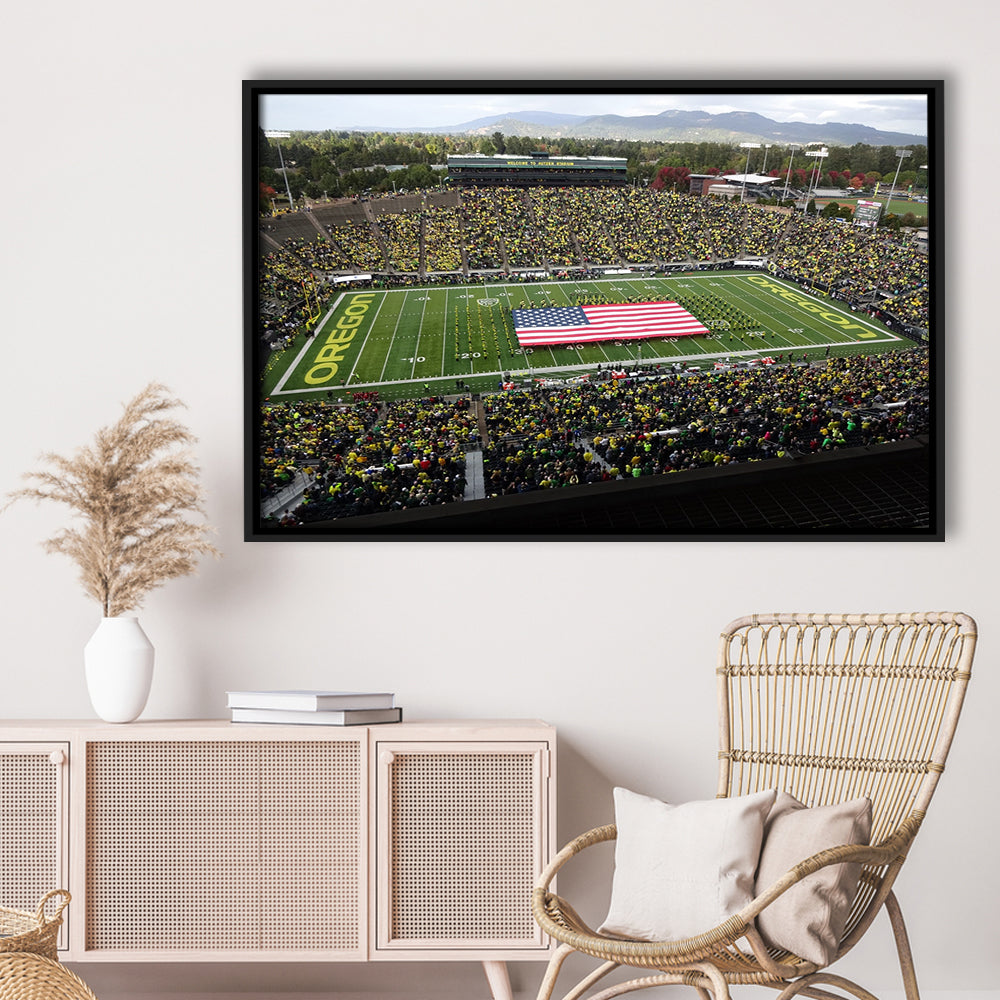 Autzen Stadium Interior, Stadium Canvas, Sport Art, Framed Canvas Print Wall Art, Floating Frame