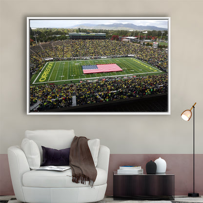 Autzen Stadium Interior, Stadium Canvas, Sport Art, Framed Canvas Print Wall Art, Floating Frame
