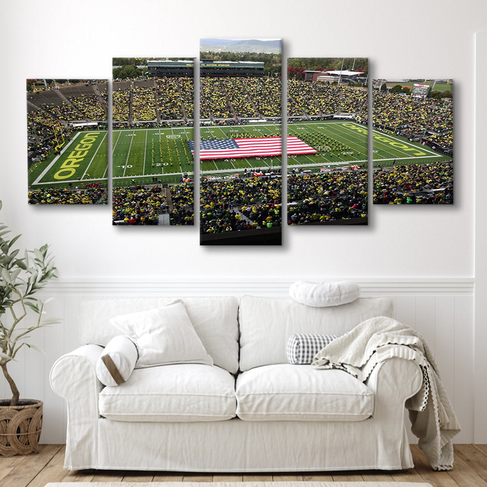 Autzen Stadium Interior, Stadium Canvas, Sport Art, Gift for him, 5 Panel, Large Canvas, Canvas Print Wall Art