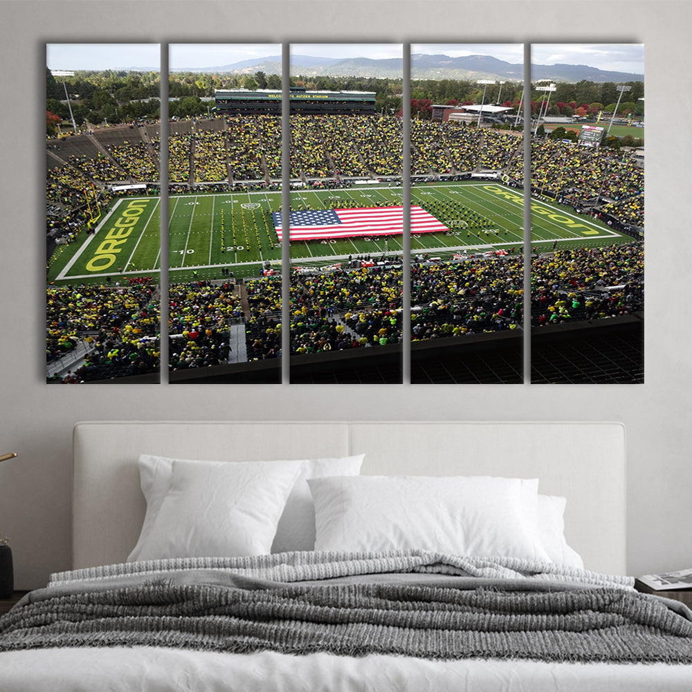 Autzen Stadium Interior, Stadium Canvas, Sport Art, 5 Panel B, Extra Large Canvas, Canvas Print Wall Art