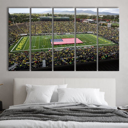 Autzen Stadium Interior, Stadium Canvas, Sport Art, 5 Panel B, Extra Large Canvas, Canvas Print Wall Art