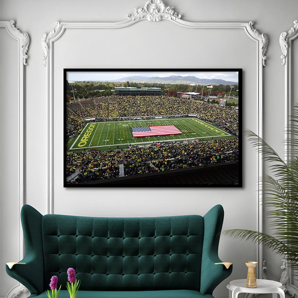 Autzen Stadium Interior, Stadium Canvas, Sport Art, Gift for him, Framed Art Print Wall Decor, Picture Framed