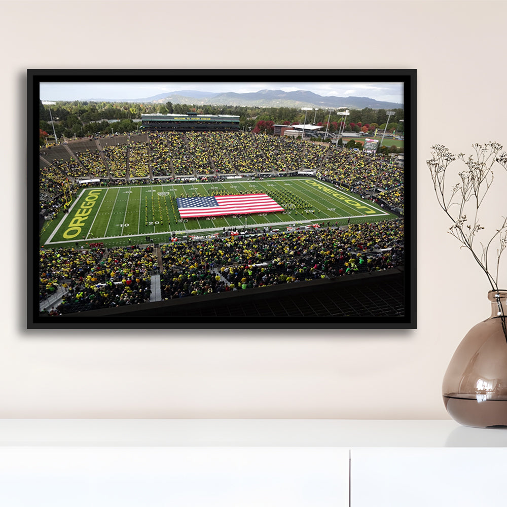 Autzen Stadium Interior, Stadium Canvas, Sport Art, Framed Canvas Print Wall Art, Floating Frame