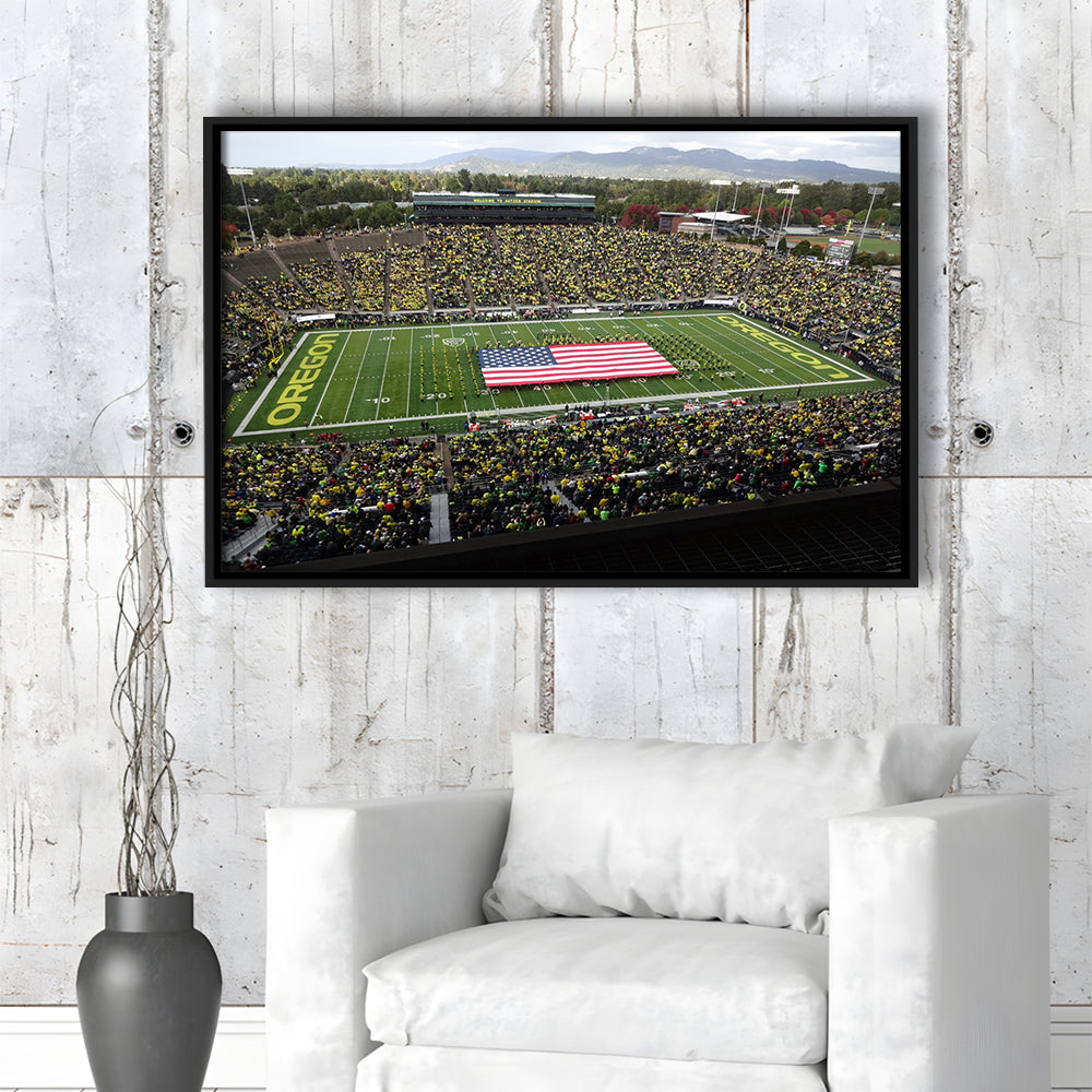 Autzen Stadium Interior, Stadium Canvas, Sport Art, Framed Canvas Print Wall Art, Floating Frame