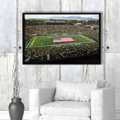 Autzen Stadium Interior, Stadium Canvas, Sport Art, Framed Canvas Print Wall Art, Floating Frame