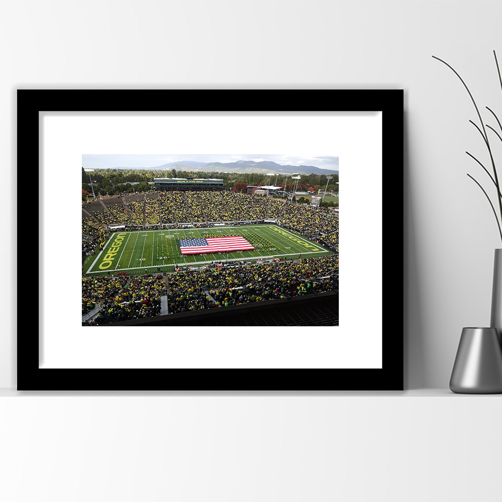 Autzen Stadium Interior, Stadium Canvas, Sport Art, Gift for him, White Border Framed Art Print Wall Decor