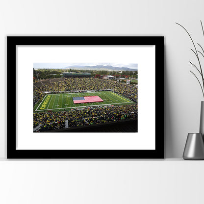 Autzen Stadium Interior, Stadium Canvas, Sport Art, Gift for him, White Border Framed Art Print Wall Decor