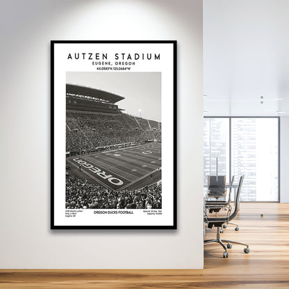 Autzen Stadium Black And White, Oregon Ducks Football Stadium Wall Art Print, Framed Art Prints Wall Decor