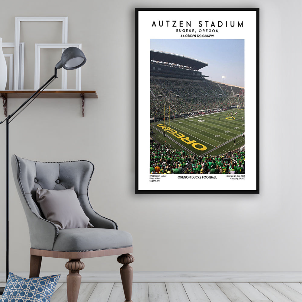 Autzen Stadium , Oregon Ducks Football Stadium Wall Art Print, Sport Art Print, Framed Canvas Prints Wall Art