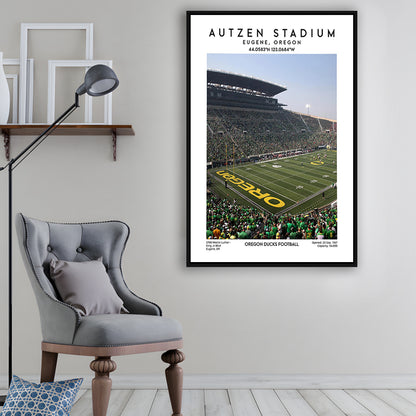 Autzen Stadium , Oregon Ducks Football Stadium Wall Art Print, Sport Art Print, Framed Canvas Prints Wall Art