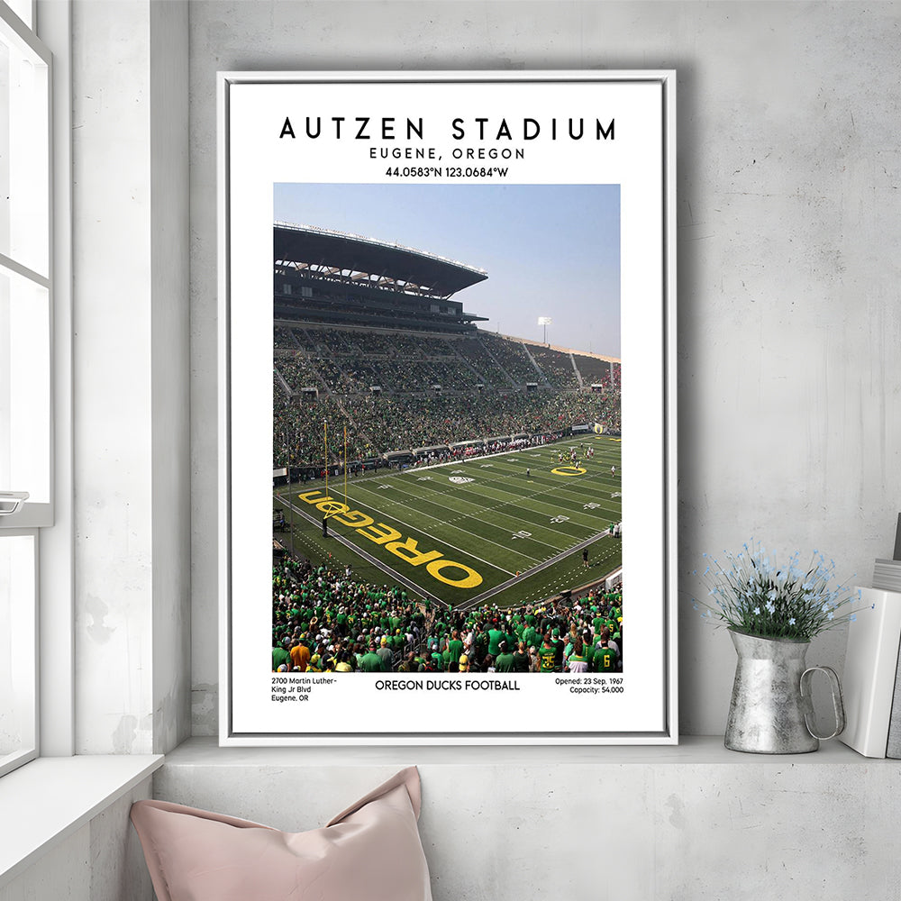 Autzen Stadium , Oregon Ducks Football Stadium Wall Art Print, Sport Art Print, Framed Canvas Prints Wall Art