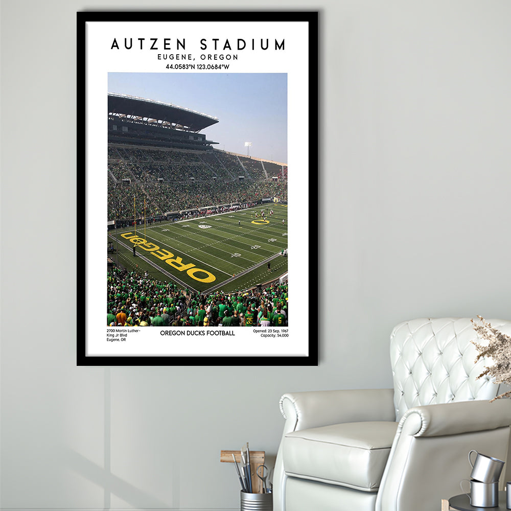 Autzen Stadium , Oregon Ducks Football Stadium Wall Art Print, Sport Art Print, Framed Art Prints Wall Decor