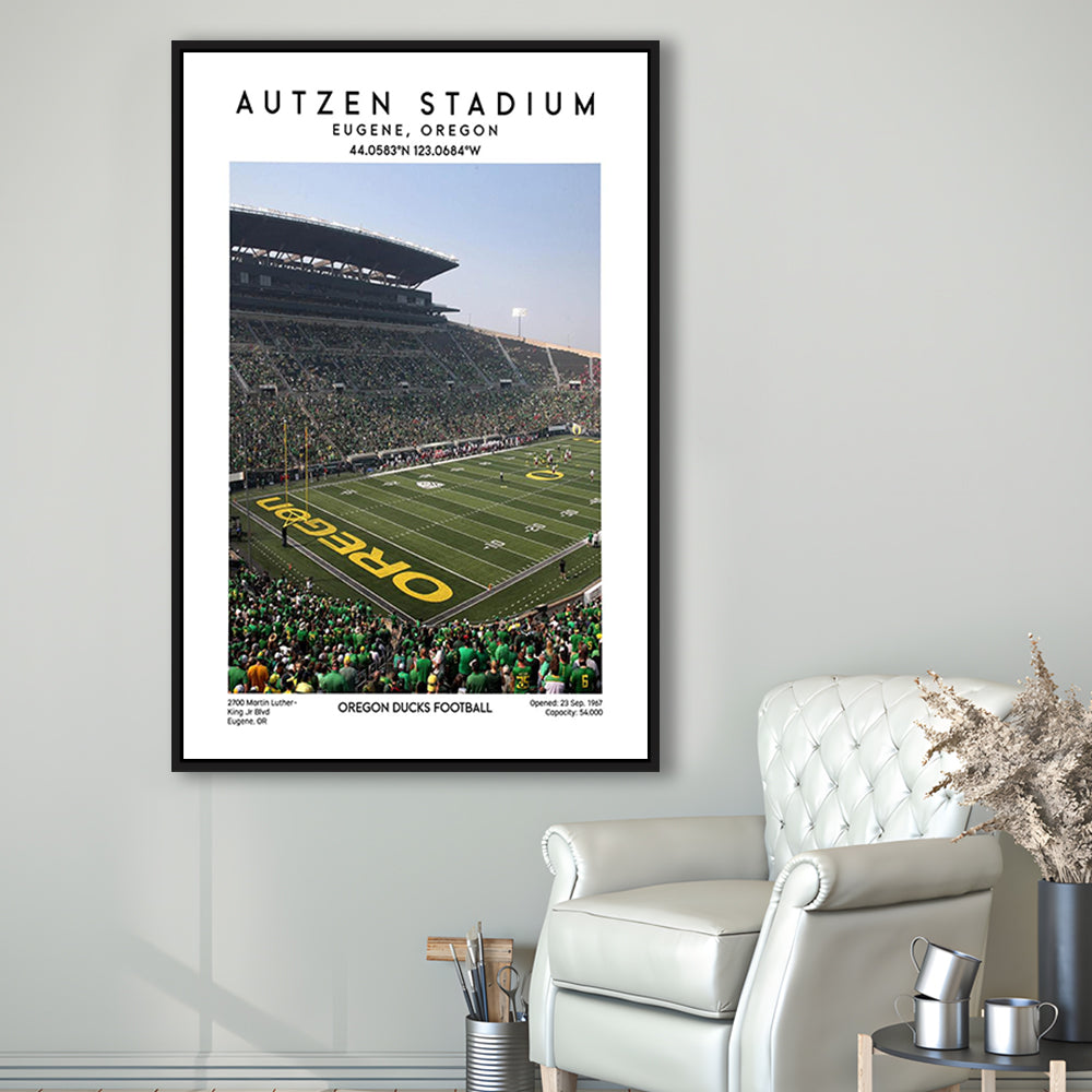 Autzen Stadium , Oregon Ducks Football Stadium Wall Art Print, Sport Art Print, Framed Canvas Prints Wall Art