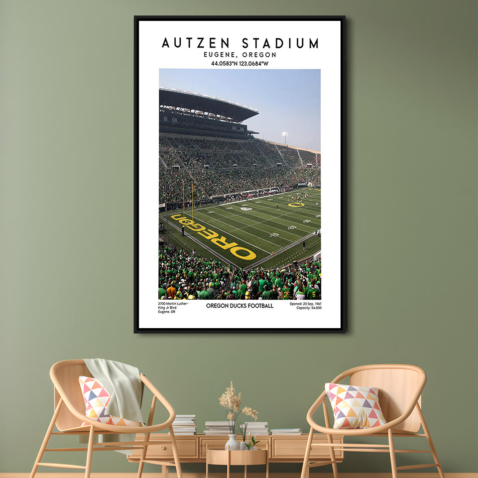Autzen Stadium , Oregon Ducks Football Stadium Wall Art Print, Sport Art Print, Framed Canvas Prints Wall Art
