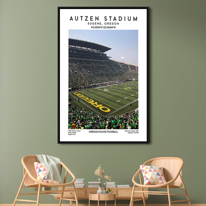Autzen Stadium , Oregon Ducks Football Stadium Wall Art Print, Sport Art Print, Framed Canvas Prints Wall Art