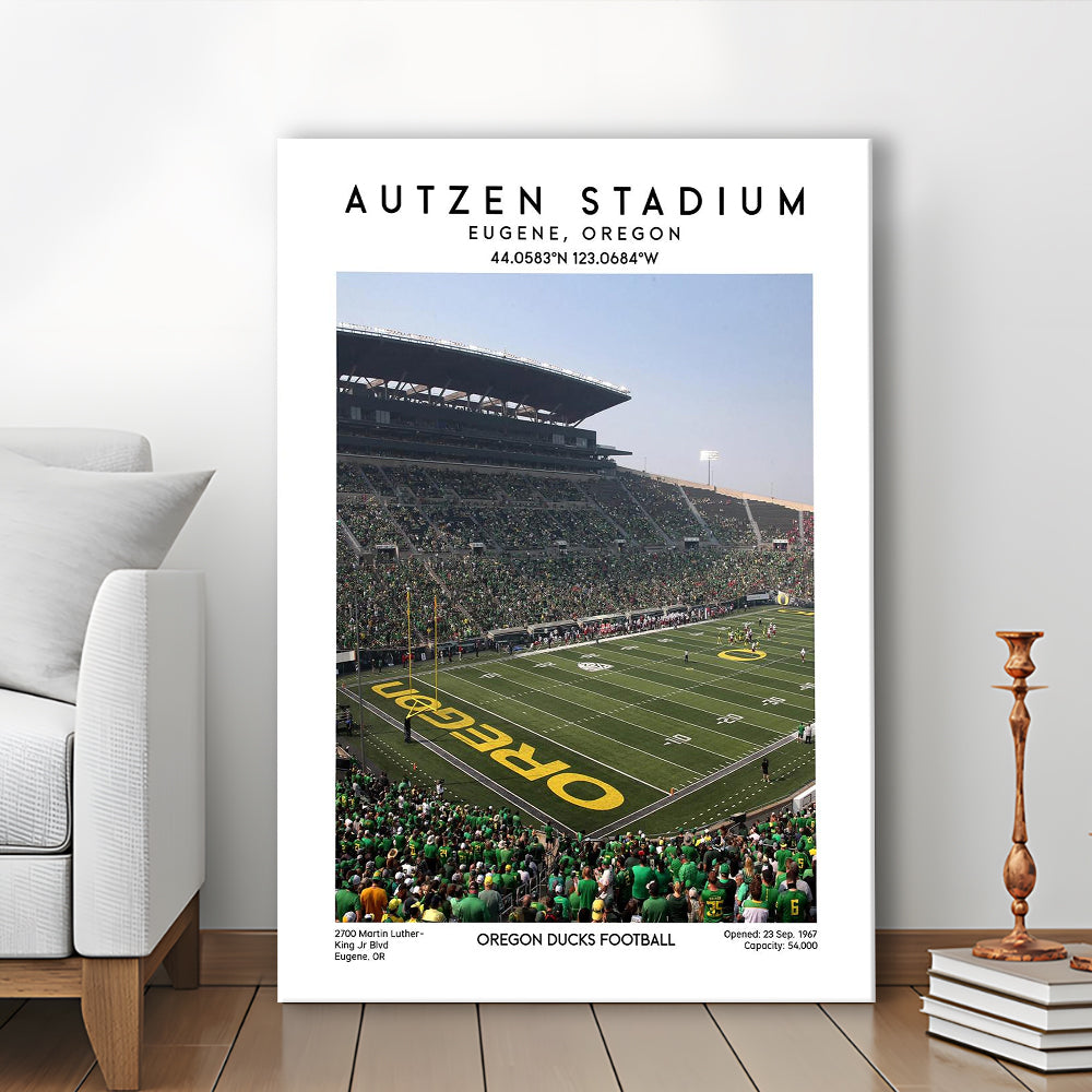 Autzen Stadium, Oregon Ducks Football Stadium Wall Art Print, Sport Art Print, Canvas Prints Wall Art, Man Cave Decor