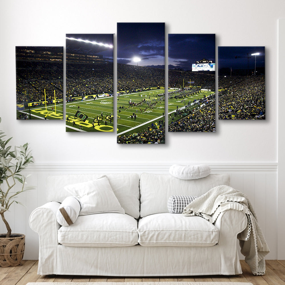 Autzen Stadium Oregon, Stadium Canvas, Sport Art, Fan Gifts, 5 Panel, Large Canvas, Canvas Print Wall Art