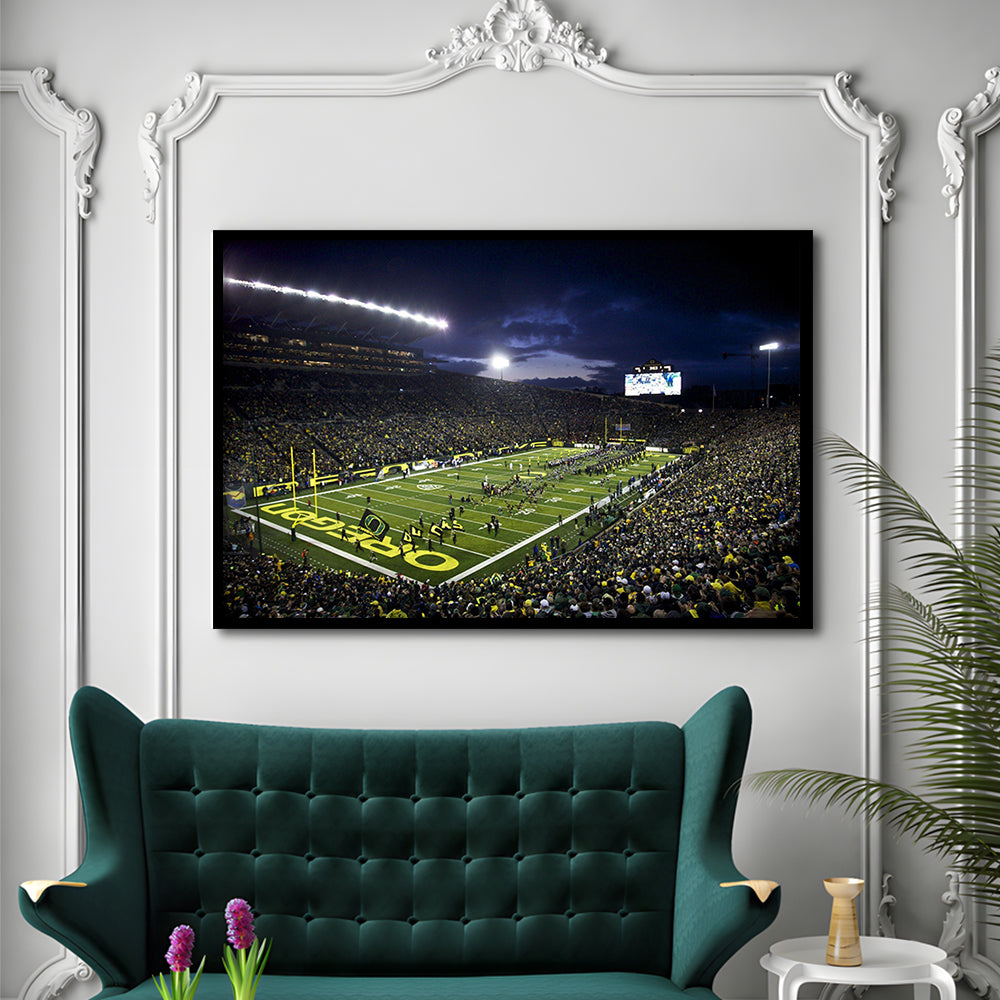 Autzen Stadium Oregon, Stadium Canvas, Sport Art, Fan Gifts, Framed Art Print Wall Decor, Picture Framed