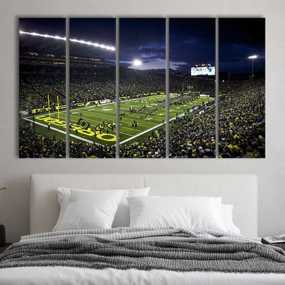 Autzen Stadium Oregon, Stadium Canvas, Sport Art, Fan Gifts, 5 Panel B, Extra Large Canvas, Canvas Print Wall Art