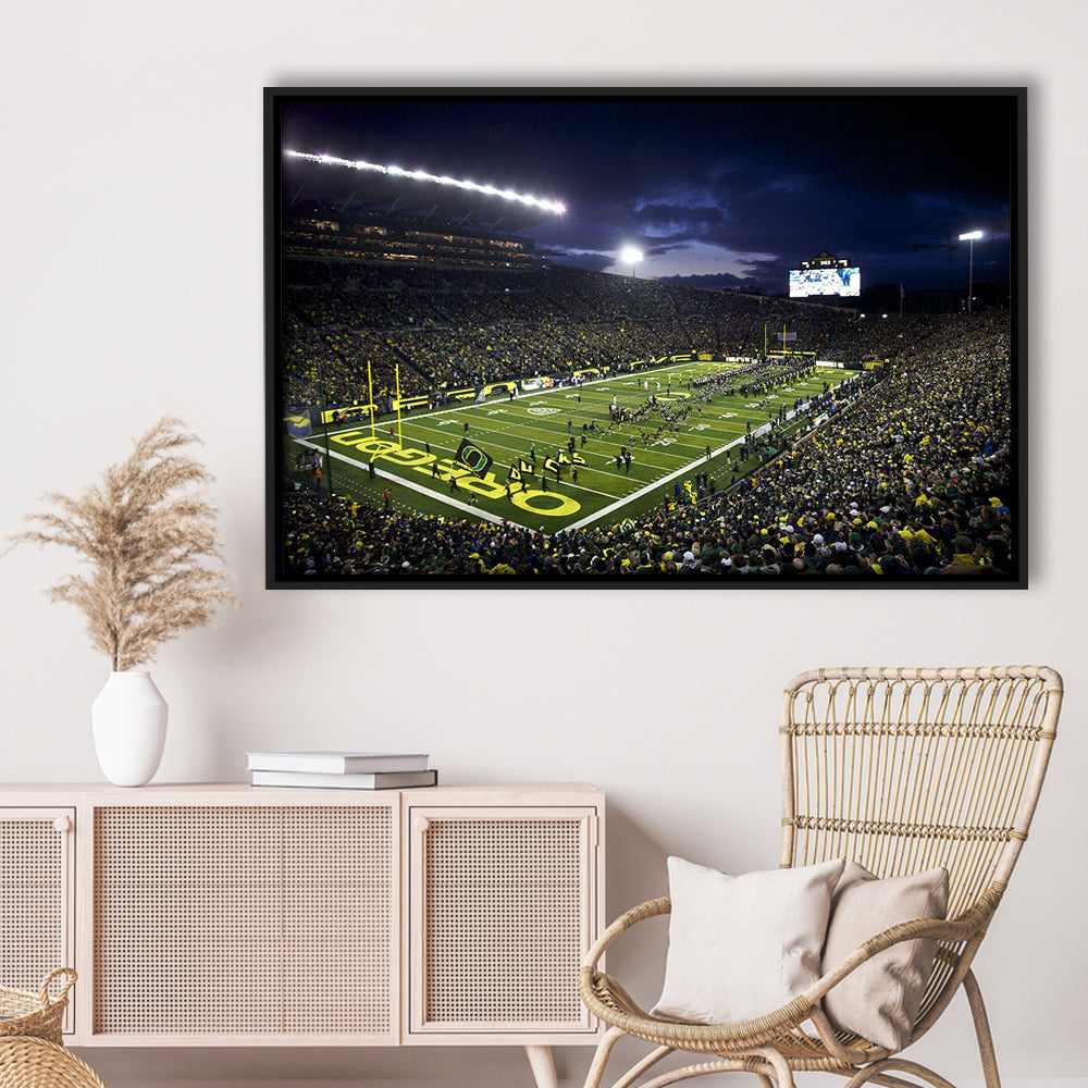 Autzen Stadium Oregon, Stadium Canvas, Sport Art, Fan Gifts, Framed Canvas Print Wall Art, Floating Frame