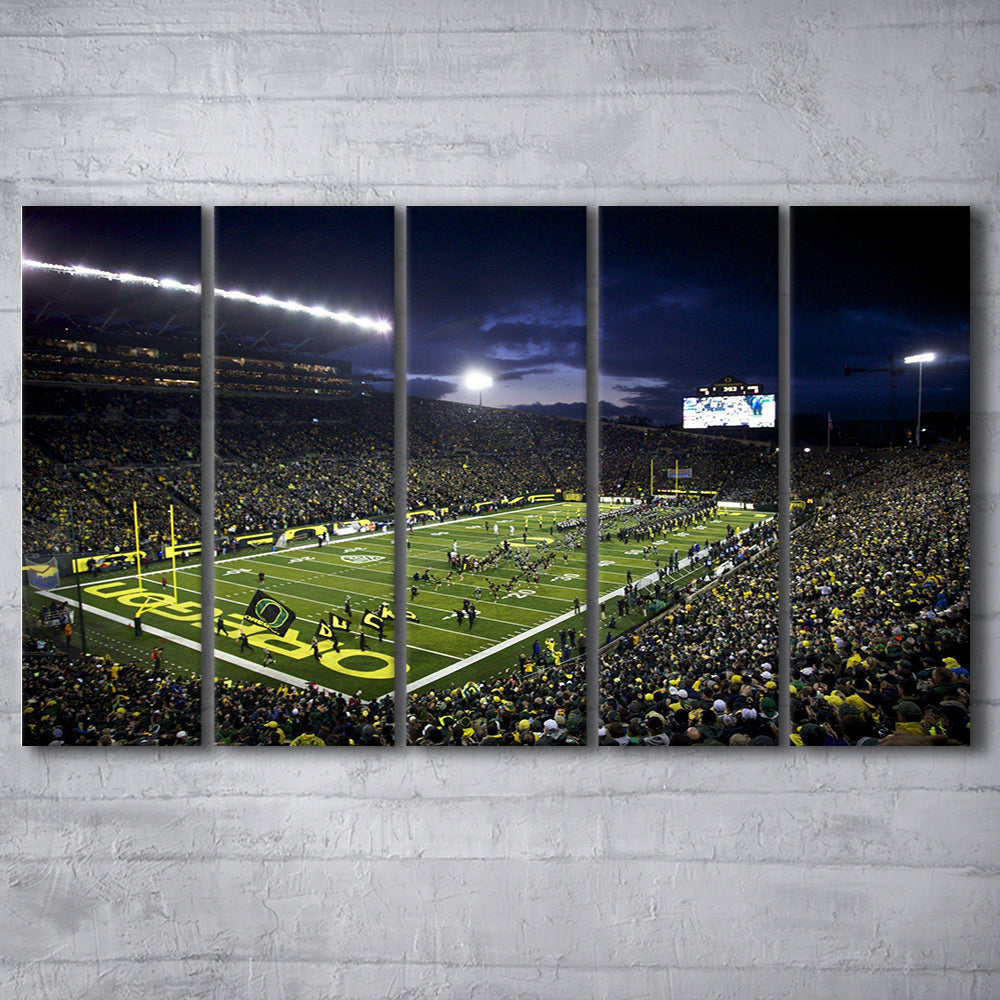 Autzen Stadium Oregon, Stadium Canvas, Sport Art, Fan Gifts, 5 Panel B, Extra Large Canvas, Canvas Print Wall Art