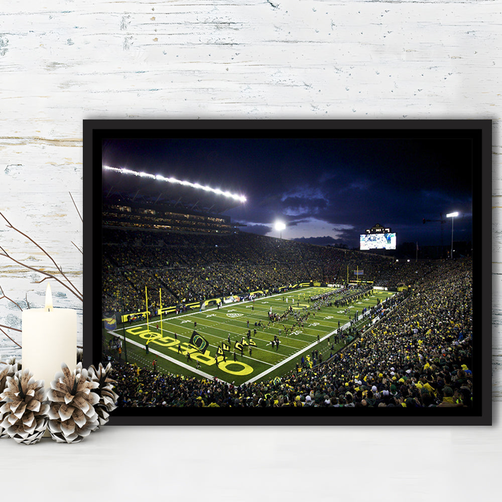 Autzen Stadium Oregon, Stadium Canvas, Sport Art, Fan Gifts, Framed Canvas Print Wall Art, Floating Frame