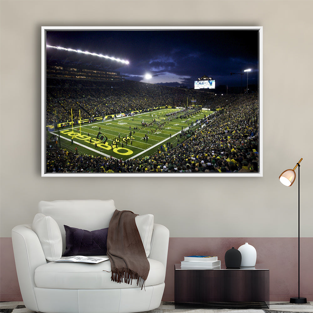 Autzen Stadium Oregon, Stadium Canvas, Sport Art, Fan Gifts, Framed Canvas Print Wall Art, Floating Frame