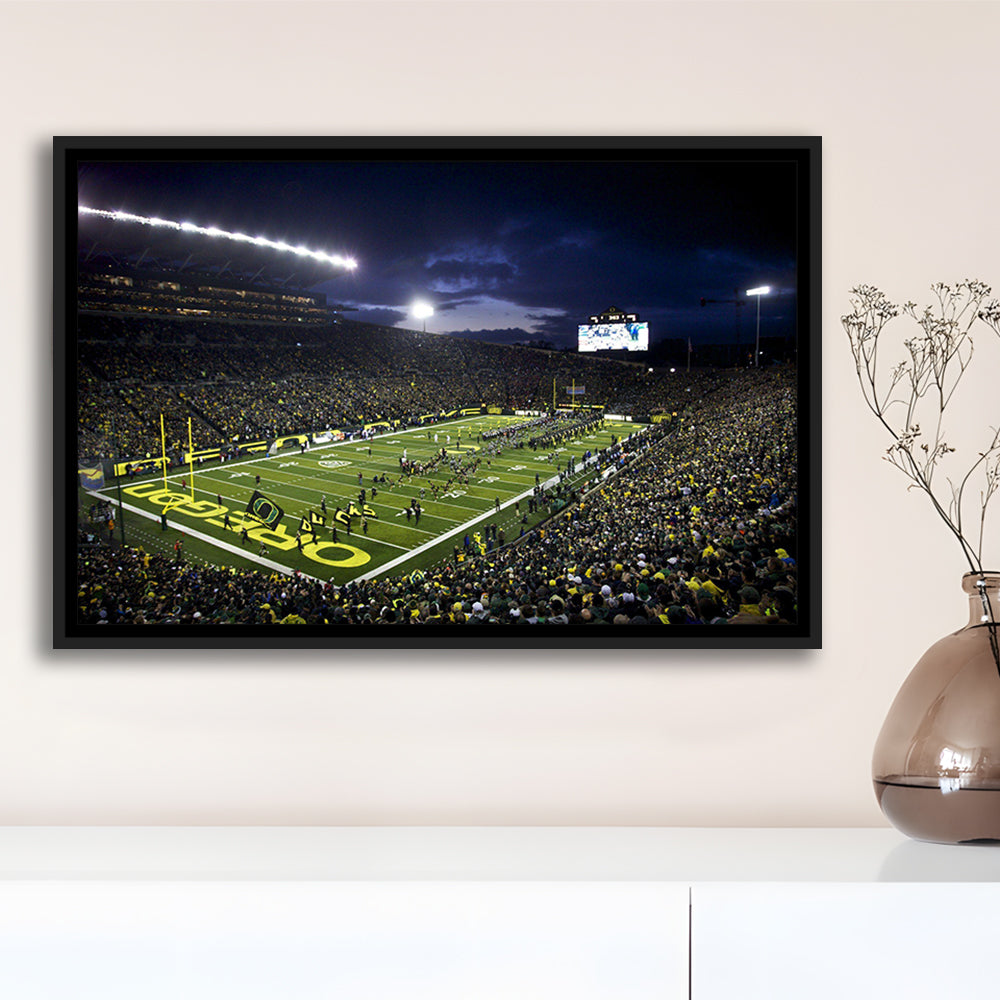 Autzen Stadium Oregon, Stadium Canvas, Sport Art, Fan Gifts, Framed Canvas Print Wall Art, Floating Frame