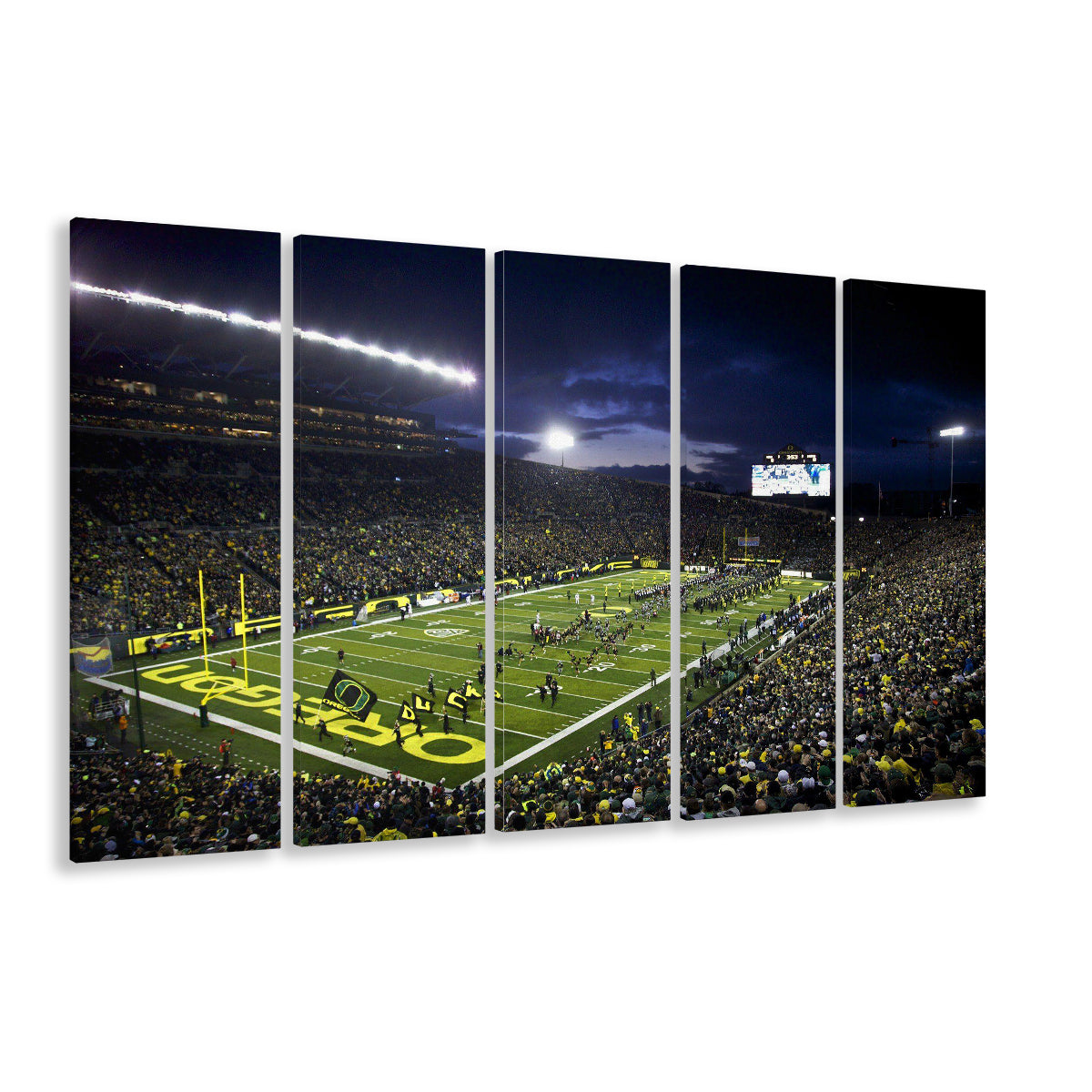 Autzen Stadium Oregon, Stadium Canvas, Sport Art, Fan Gifts, 5 Panel B, Extra Large Canvas, Canvas Print Wall Art