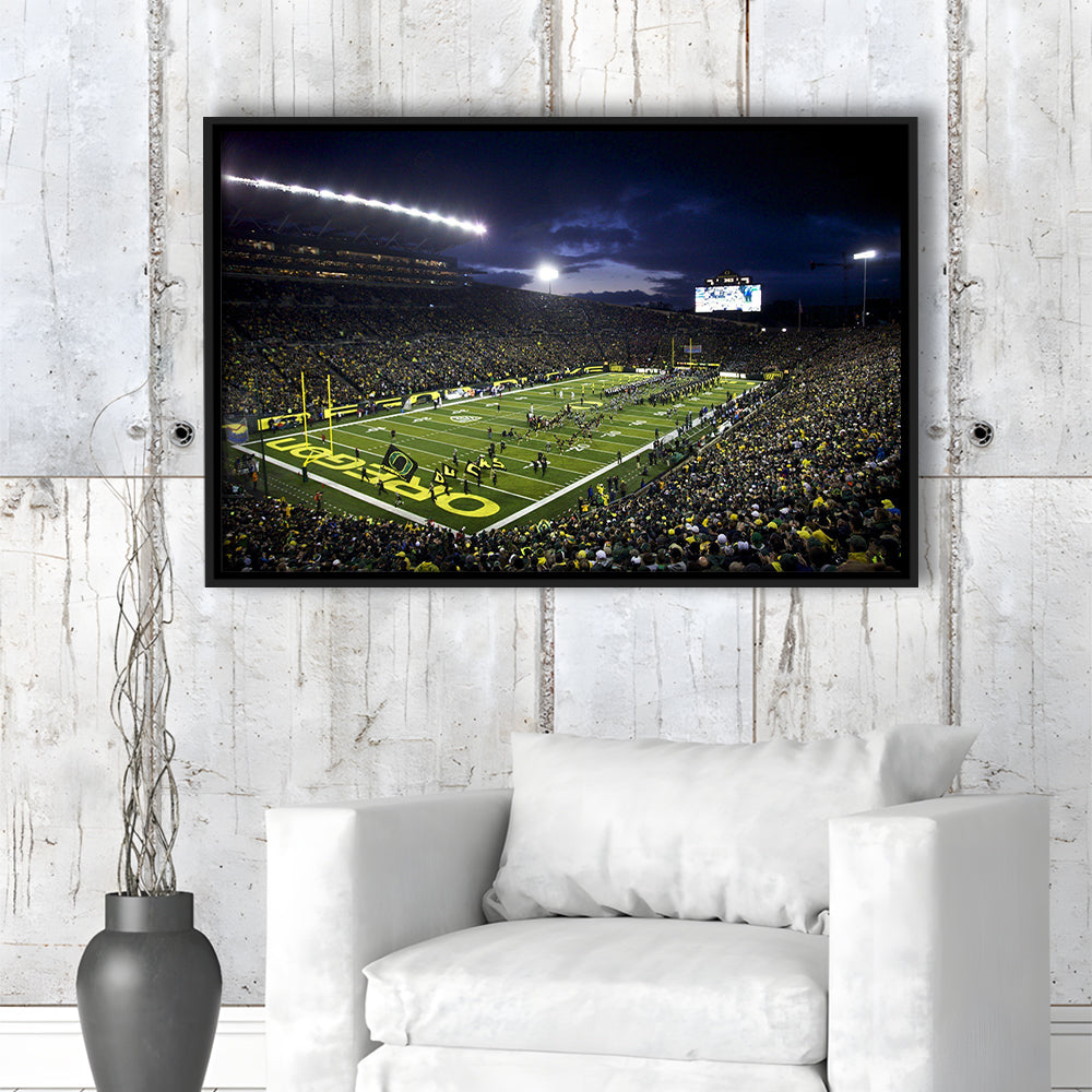 Autzen Stadium Oregon, Stadium Canvas, Sport Art, Fan Gifts, Framed Canvas Print Wall Art, Floating Frame