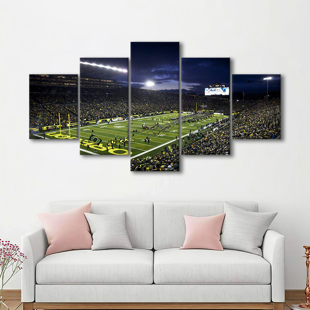 Autzen Stadium Oregon, Stadium Canvas, Sport Art, Fan Gifts, 5 Panel, Large Canvas, Canvas Print Wall Art