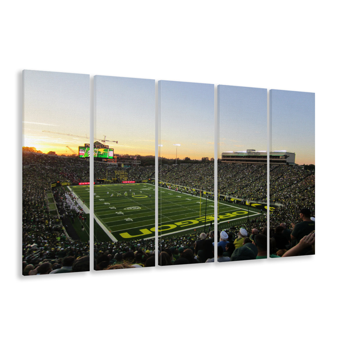 Autzen Stadium Oregon, Stadium Canvas, Sport Art, 5 Panel B, Extra Large Canvas, Canvas Print Wall Art